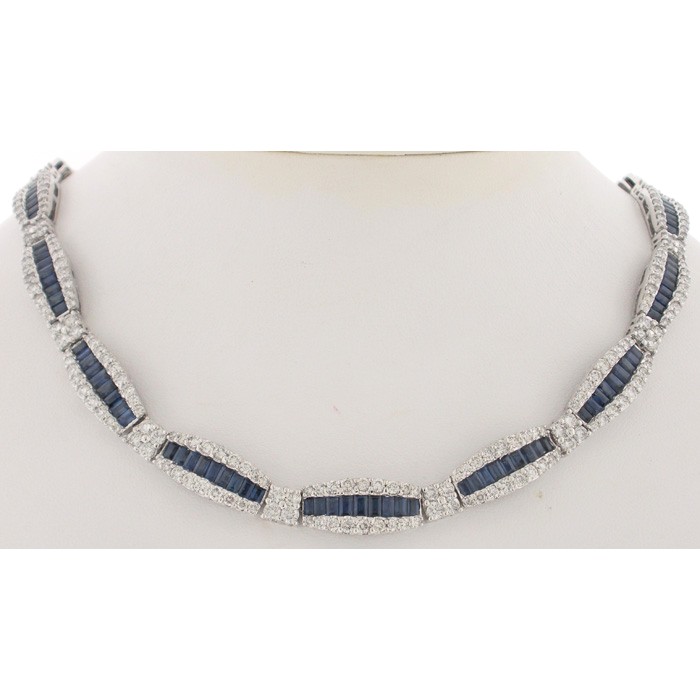 Gorgeous Sapphire And Diamond Necklace - z5150