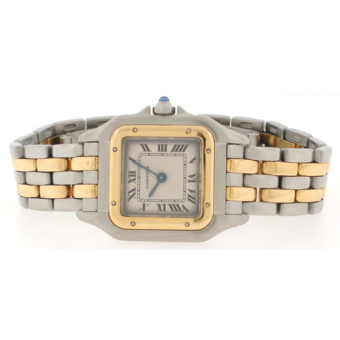 Ladies Cartier Panther 2 Row 18k & SS Watch