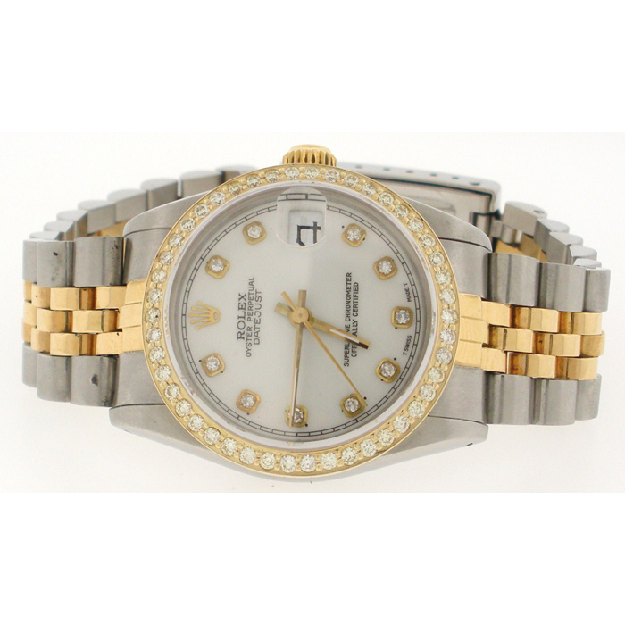 Rolex DateJust Midsize 18k & SS Diamond Watch