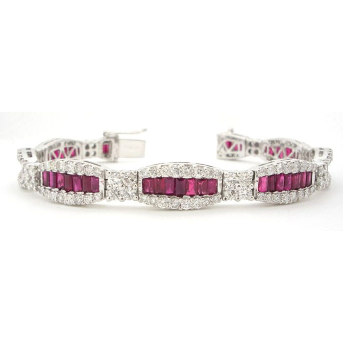 Exquisite Ladies Diamond & Ruby Bracelet - z5159/1065