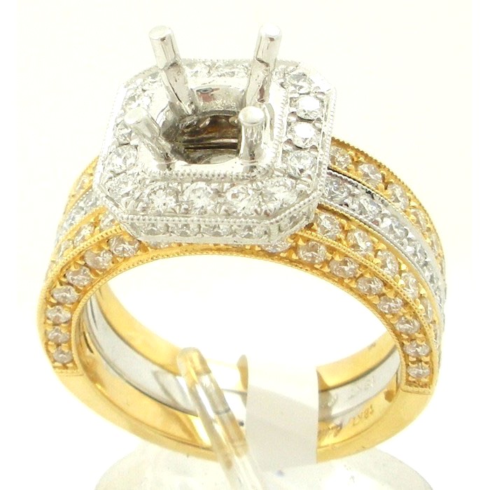 Exquisite Two Tone Diamond Engagement Ring/Remount - 1211