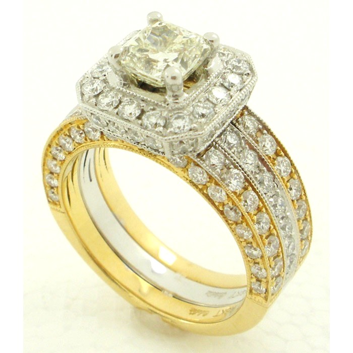 Exquisite Two Tone Engagement Ring - 1326