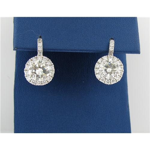 Diamond stud Earrings In Halo Setting - 4.01ct