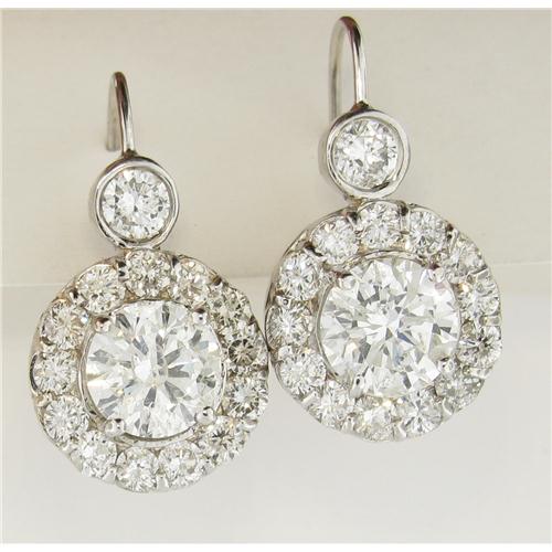 Diamond stud Halo Earrings In 18K White Gold