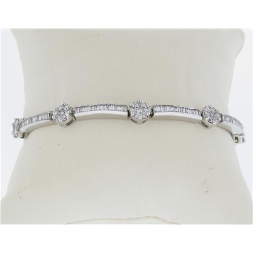 Ladies Flower & Baguette Diamond Bracelet Ladies Flower & Baguette Diamond Bracelet