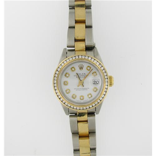 Beautiful ladies datejust aftermarket band and diamonds