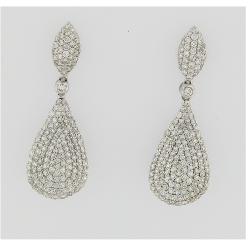Ladies 2.95ct  Diamond Pave Earrings in 14k White Gold - z5759