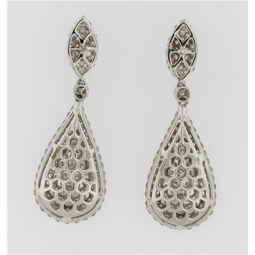 Ladies 2.95ct  Diamond Pave Earrings in 14k White Gold - z5759