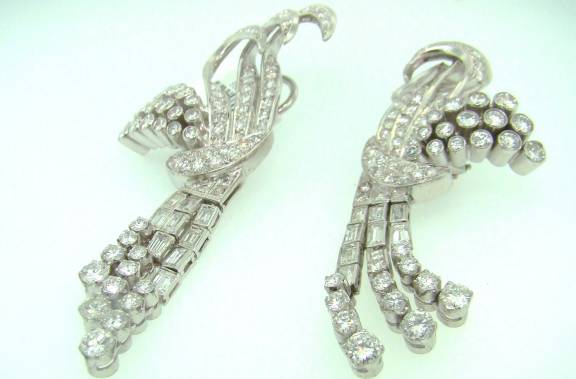 Art Deco Style  Diamond Earrings