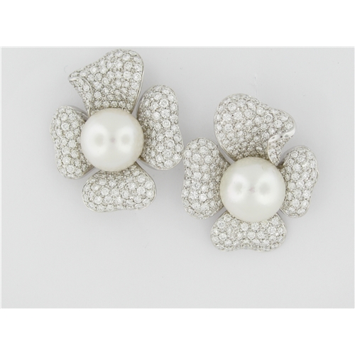 ladies South Sea Pearl And Diamond Earrings