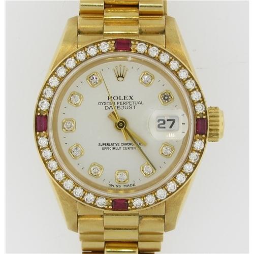 Beautiful Ladies Rolex Presidential factory original diamonds