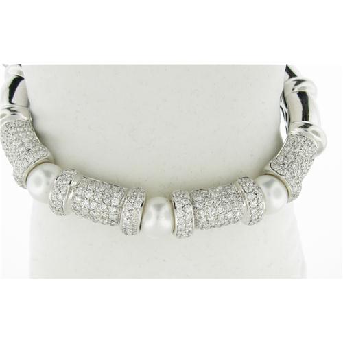 Beautiful Ladies Pearl & Diamond Bangle Bracelet - #22