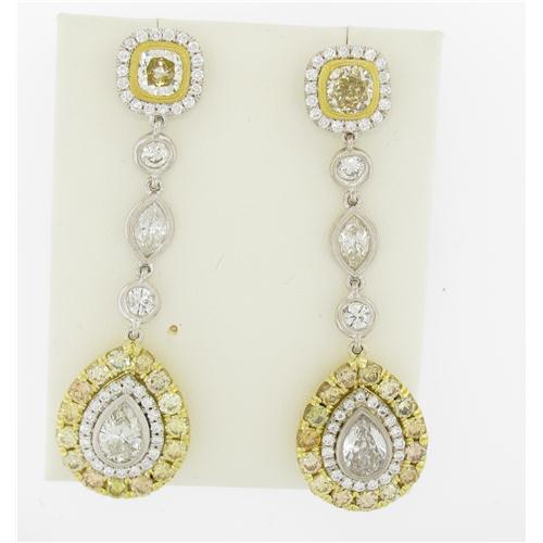 Ladies fancy yellow and white diamond earrings