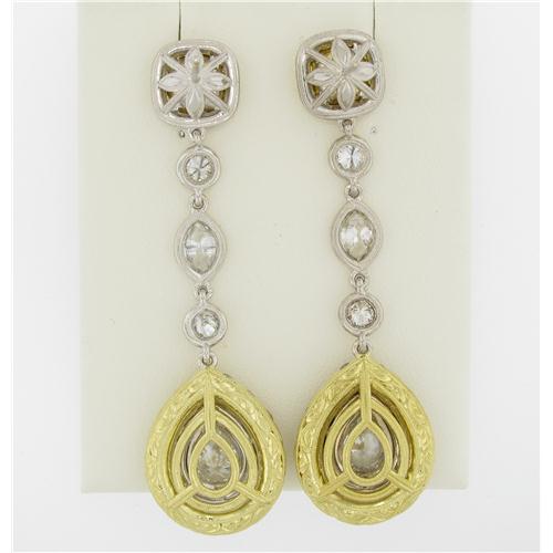 Ladies fancy yellow and white diamond earrings