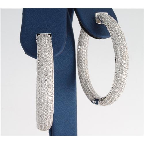 Diamond Hoop Earrings in n14k white gold 10carat of diamonds - z