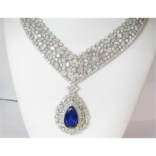 Diamond Necklace with tanzanite center