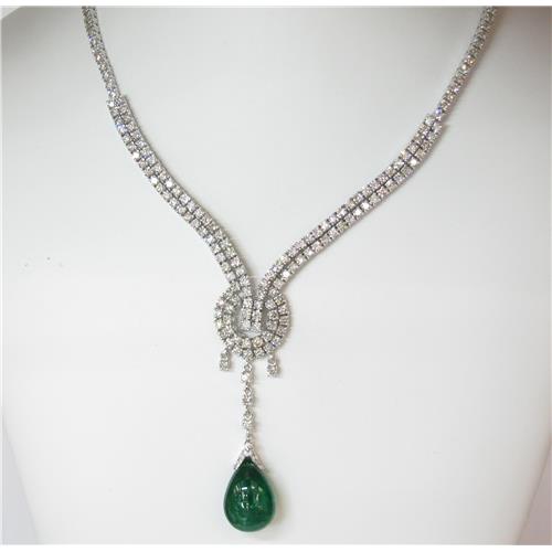 emerald drop Diamond Necklace