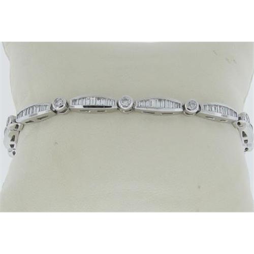 Ladies Channal Set Baguette Diamond Bracelet