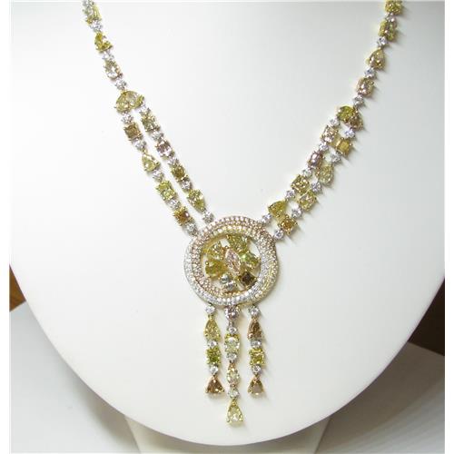 ladies natural fancy colored Diamond Necklace and earring set