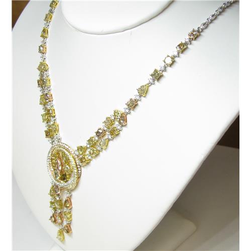 ladies natural fancy colored Diamond Necklace and earring set