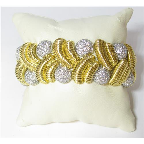 18k yellow gold Ladies15.5 ct Pave' set Diamond Bracelet