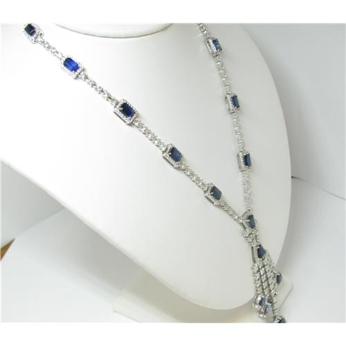 18k Art Deco Style diamond and sapphire Necklace