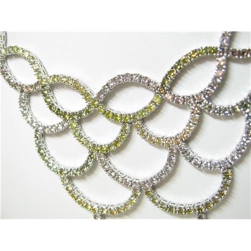 23 carat  Ladies Multi Colored Diamond Necklace In 18K White Gold