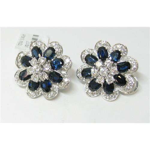 ladies Diamond and sapphire Earrings - 17