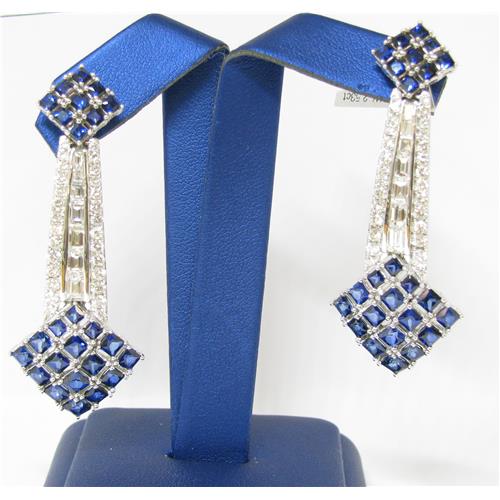 Diamond and square sapphire Earrings