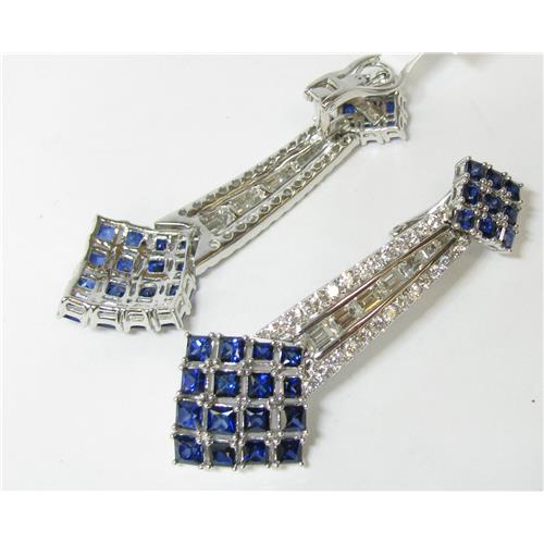 Diamond and square sapphire Earrings