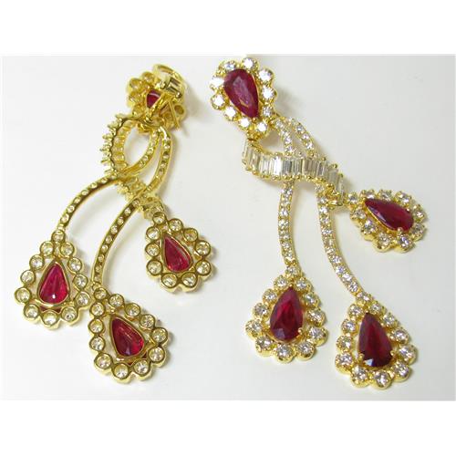 18k diamond and Genuine ruby  Earrings