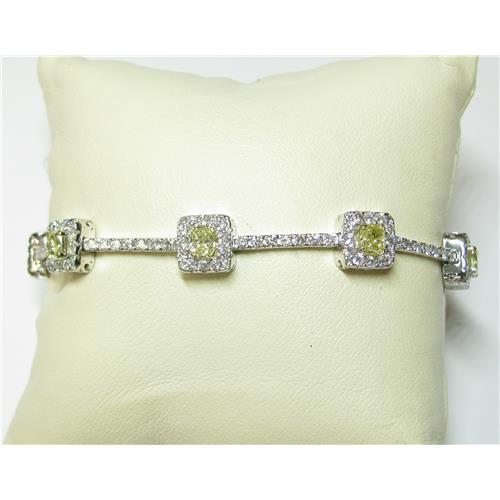 Ladies 18k diamond bracelet with  Natural Fancy yellow Diamond c