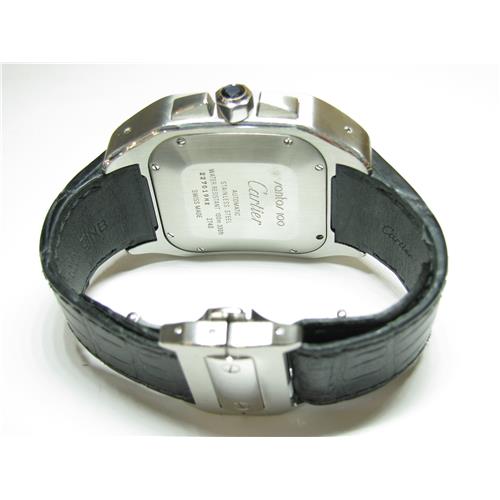 Ss men's Catier Santos 100 watch on leather strap deployement bu