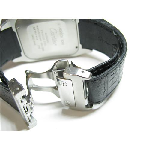 Ss men's Catier Santos 100 watch on leather strap deployement bu