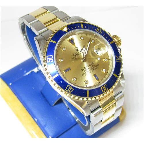 Men's !8k And Stainless Steel Rolex Submariner Watch