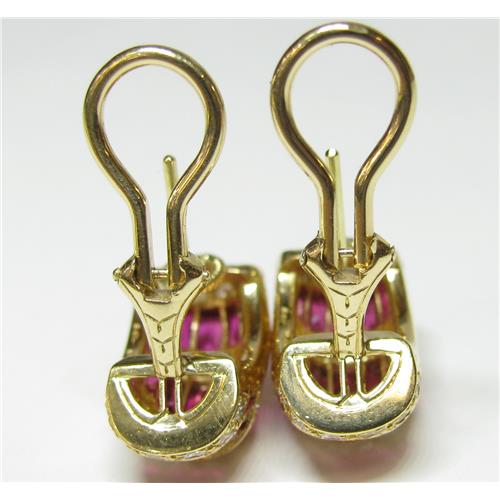 18K yellow gold Oscar Hyman  diamond and ruby earrings