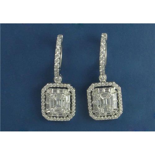 ladies 18k white gold and Diamond Earrings  - E0973