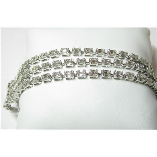 Ladies Emerald Cut 3 Row Diamond Bracelet - B0237