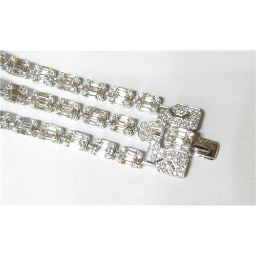 Ladies Emerald Cut 3 Row Diamond Bracelet - B0237