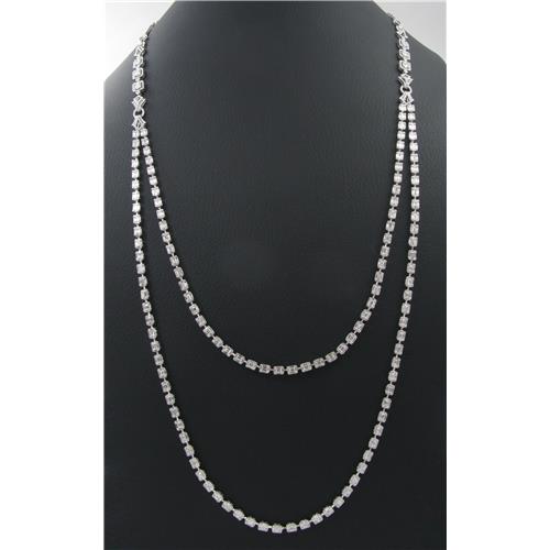 18K white gold double row  diamond necklace