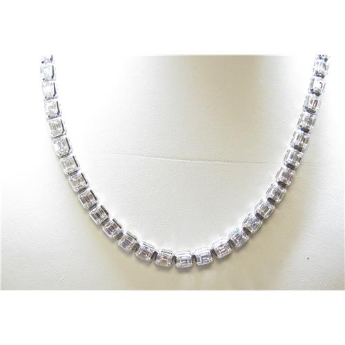 18K white gold Emerald Cut  diamond necklace