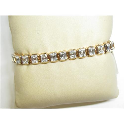 18K rose gold ladies Emerald Cut diamond bracelet