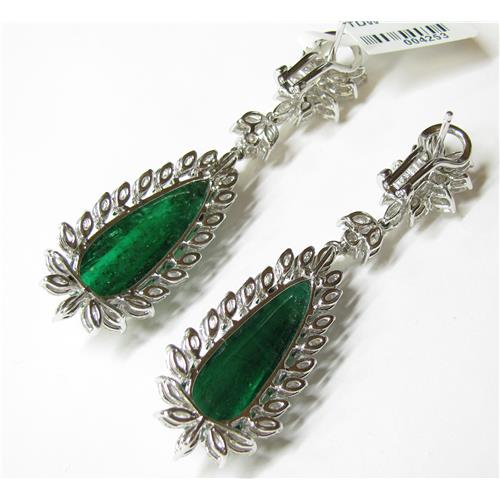 Ladies 18k White gold Emerald and diamond Earrings