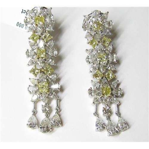 Ladies 18k Fancy yellow and white diamond Earrings