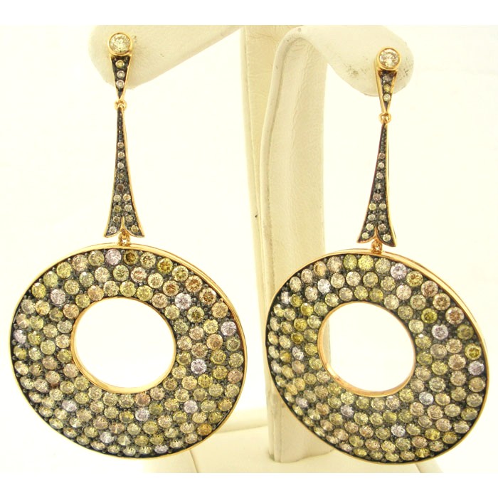 Gorgeous Colored Diamond Drop Earrings - 545E