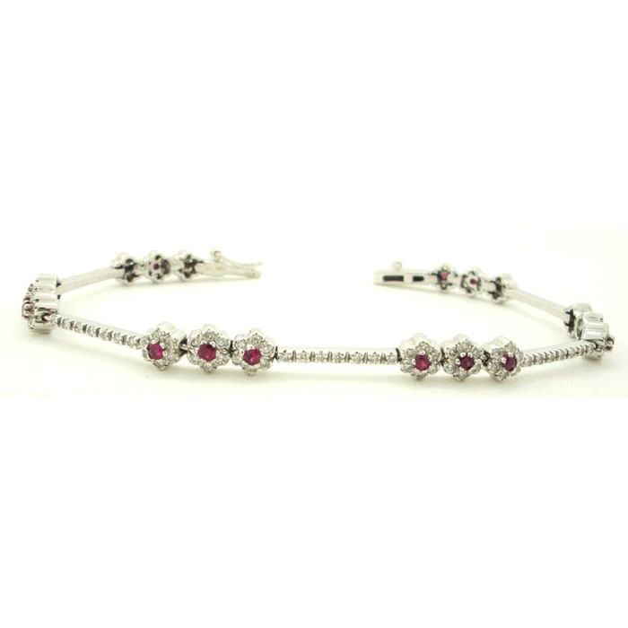 Exquisite Floral Diamond & Ruby Bracelet - z2865/603 Exquisite Floral Diamond & Ruby Bracelet - z2865/603
