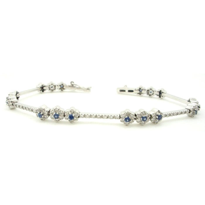 Exquisite Floral Diamond & Sapphire Bracelet - z2785/607 Exquisite Floral Diamond & Sapphire Bracelet - z2785/607