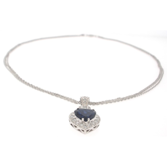 Beautiful Sapphire and Diamond Heart Necklace - 66