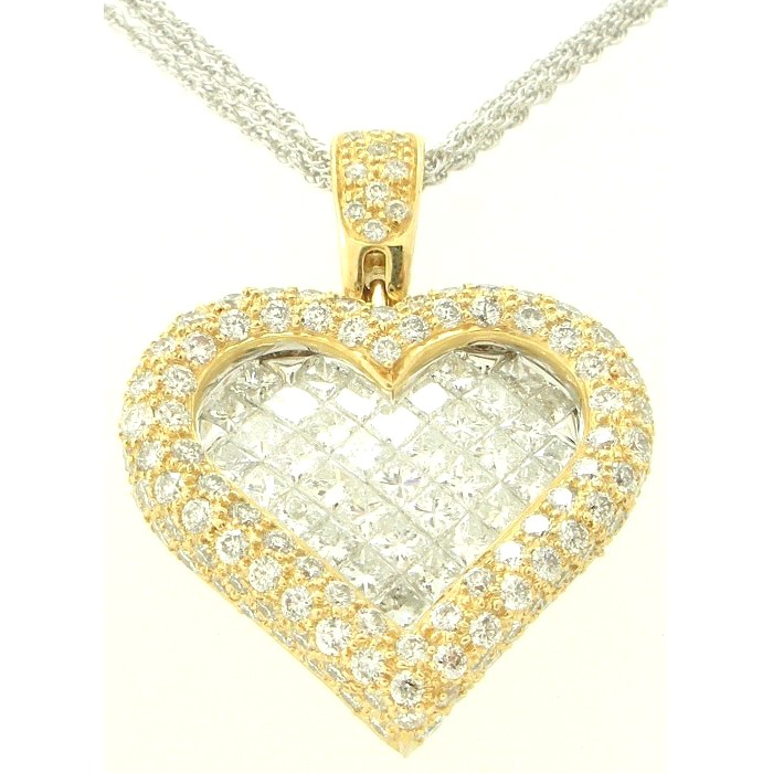 Two Tone Heart Diamond Pendant - z4191/000833