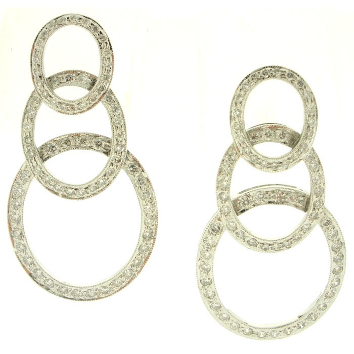 Diamond Three Circle Earrings - z4665/974